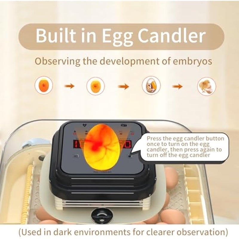 عربست حاضنات هيثيا لتفقيس البيض، حاضنة بيض مع دوران البيض التلقائي والتحكم في الرطوبة، حاضنة مع شمعة بيض للدجاج والبط والاوز والسمان (35 بيضة) - Image 5